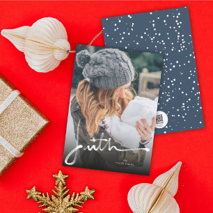 Faith Brush Calligrafie Religieuze kerstfoto Feestdagenkaart