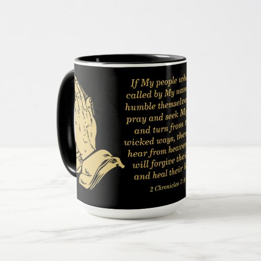 Faith Café Mug - Si Mon Peuple 2 Chroniques 7:14 (Devant gauche)