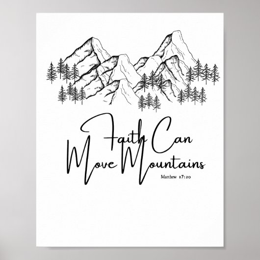 Faith Can Move Mountains Bible Verse Poster (Voorkant)