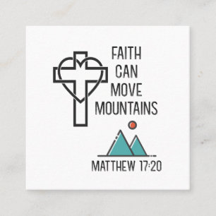 Faith Can Move Mountains Christelijk Bijbelcitaat Vierkante Visitekaartje