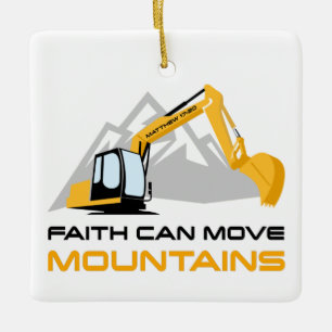 Faith Can Move Mountains - Kinder en volwassen Chr Keramisch Ornament