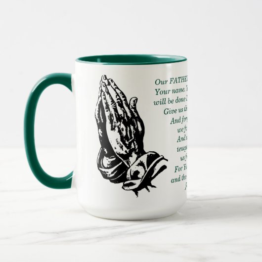 Faith Coffee Mug - Écriture de prière du Seigneur (Gauche)
