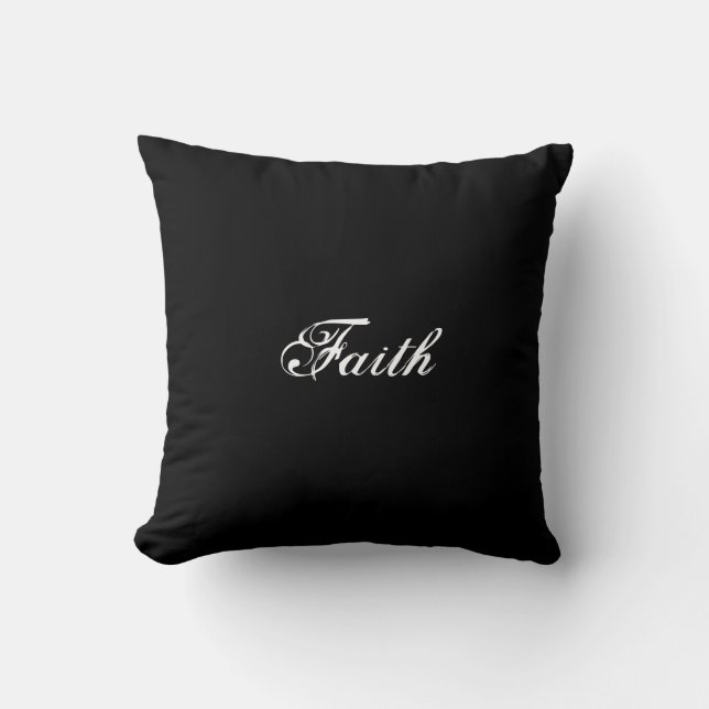 "Faith" Cotton Pillow 16x16 met quote Kussen (Voorkant)
