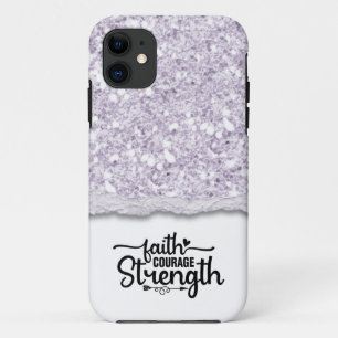 Faith Courage Strength Kalligrafie Script Quote iPhone 11 Hoesje