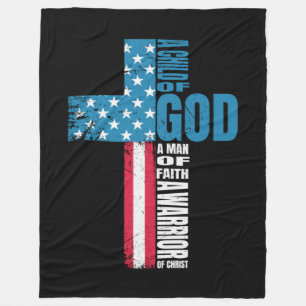 Faith Cross American Flag Jezus Fleece Deken