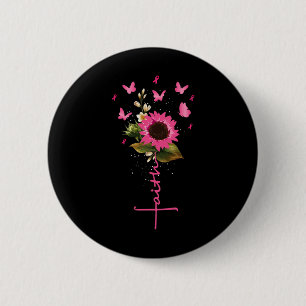 Faith Cross Breast Cancer Awareness Christelijk Gi Ronde Button 5,7 Cm