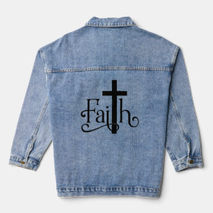 Faith Cross Design Denim Jacket