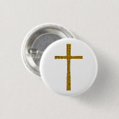 Faith Cross Gold Ronde Button 3,2 Cm (Voorkant /achterkant)