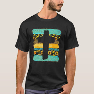 Faith Cross met Sunflower God Jesus Christelijke B T-shirt