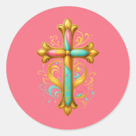 Faith Cross Ronde Sticker