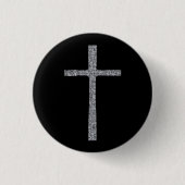 Faith Cross Silver Ronde Button 3,2 Cm (Voorkant)