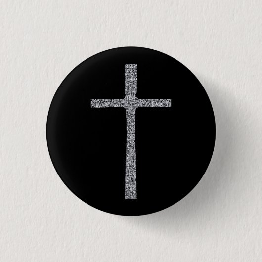 Faith Cross Silver Ronde Button 3,2 Cm (Voorkant)