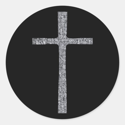 Faith Cross Silver Ronde Sticker (Voorkant)