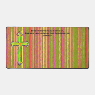 Faith Cross Stripe Jeremiah Bijbel Verse Desk Mat