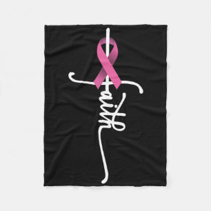 Faith Cross Warrior Survivor Pink Ribbon Breast Ca Fleece Deken