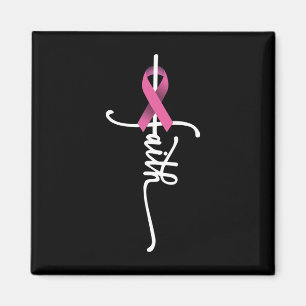 Faith Cross Warrior Survivor Pink Ribbon Breast Ca Magneet