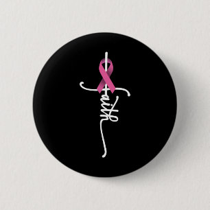 Faith Cross Warrior Survivor Pink Ribbon Breast Ca Ronde Button 5,7 Cm