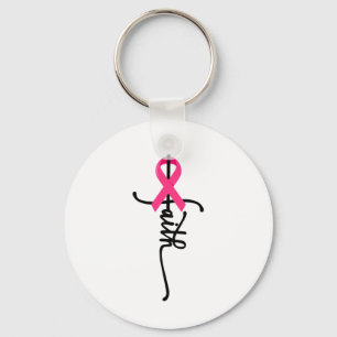 Faith Cross Warrior Survivor Pink Ribbon Breast Ca Sleutelhanger