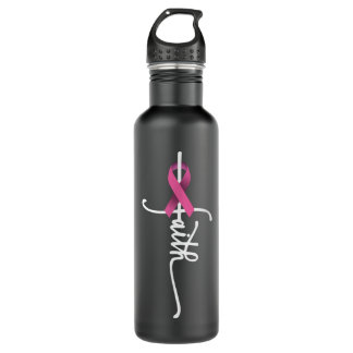 Faith Cross Warrior Survivor Pink Ribbon Breast Ca Waterfles
