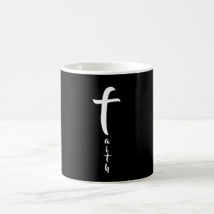 Faith Cross Zwart-wit Typografie Eenvoudig Koffiemok