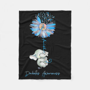 Faith Cute Elephants Sunflower Diabetes Awareness Fleece Deken