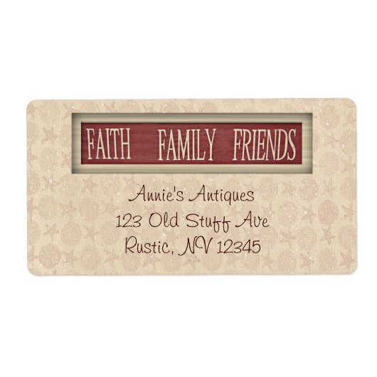 Faith Famille Amis Étiquette d'entreprise (Devant)