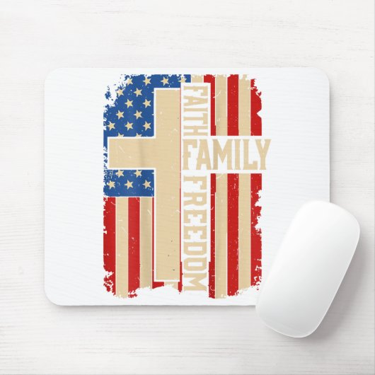 Faith Family Dom God Country Patriotic Christian O Muismat (Met muis)