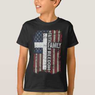 Faith Family Freedom - Christelijke Amerikaanse v T-shirt