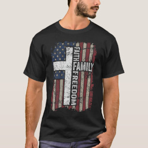 Faith Family Freedom - Christelijke Amerikaanse v T-shirt