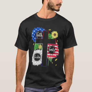 Faith Family Freedom Patriotic Christelijk Cross A T-shirt