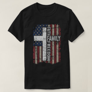 Faith Family Freedom USA Vlag Kruis T-shirt