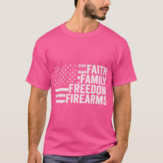 Faith Family Freedom Vuurwapens - Pro God Pistolen T-shirt