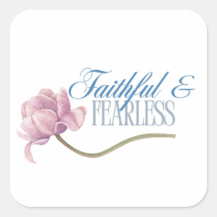 Faith & Fearless Typografie Design Worp Kussen Vierkante Sticker