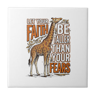 Faith Giraffe Vintage Inspirerende Shirt Ontwerp_1 Tegeltje