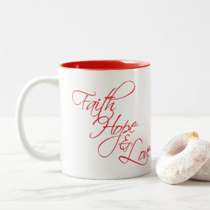 Faith Hope and Love — De drie grootste cadeaus Tweekleurige Koffiemok