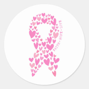 Faith Hope Borstkanker Roze Lint Bewustzijn Ronde Sticker