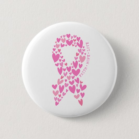 Faith Hope Breast Cancer Pink Ribbon Awareness Ronde Button 5,7 Cm (Voorkant)