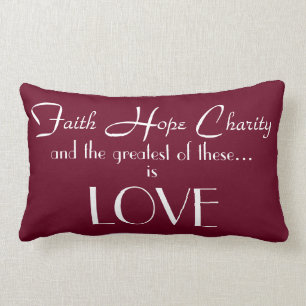 Faith Hope Charity Lumbar Pillow 13 x 21 inch Kussen