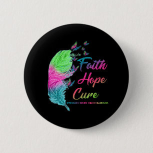 Faith Hope Cure Metastatic Breast Cancer Feather Ronde Button 5,7 Cm