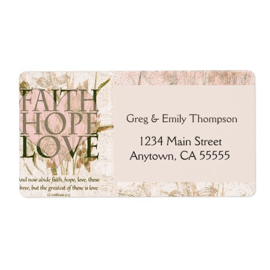 Faith, Hope en Love Etiket (Voorkant)