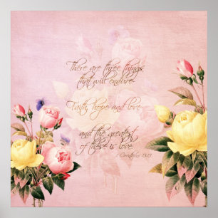 Faith Hope en Love Rozen Poster