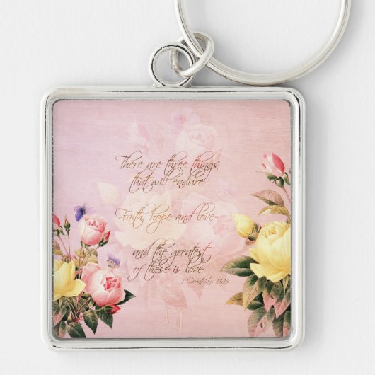Faith Hope en Love Rozen Sleutelhanger (Voorkant)