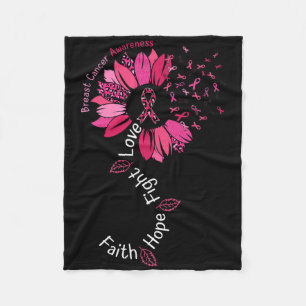 Faith Hope Fight Breast Cancer Awareness Pink Fleece Deken