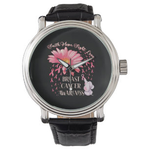 Faith Hope Fight Love Elephant Breast Cancer Horloge