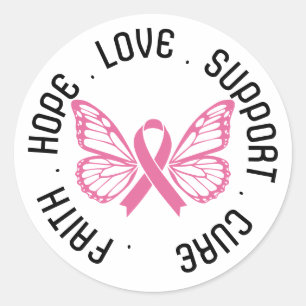 Faith Hope geneest borstkankerlint met vleugels Ronde Sticker