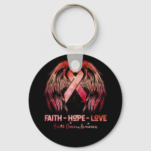 Faith hope houdt van roze borstkanker achteruit sleutelhanger
