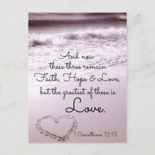 Faith Hope Love, 1 Corinthians 13:13, Ocean Beach Briefkaart