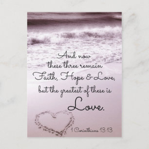 Faith Hope Love, 1 Corinthians 13:13, Ocean Beach Briefkaart