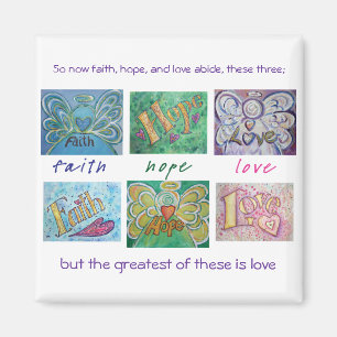 Faith Hope Love Angel Word Collage Magnet Magneet