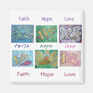 Faith Hope Love Angel Word Collage Magnet Magneet